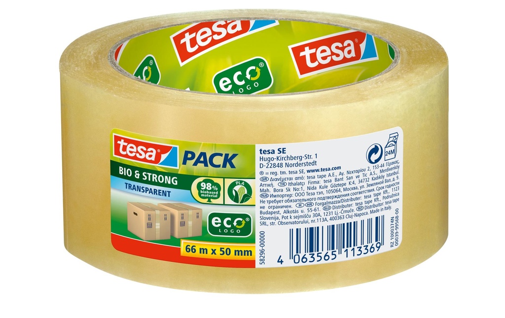 tesa Ruban adhésif Bio & Strong 50 mm x 66 m, Transparent