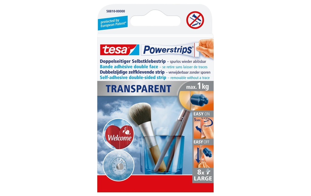 TESA Powerstrips large transparent (8 pces)