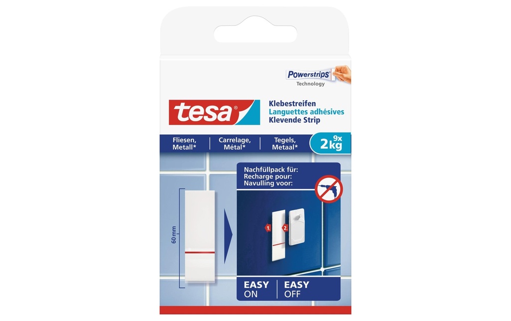 TESA Powerstrips carrelage 2kg (9 pces)