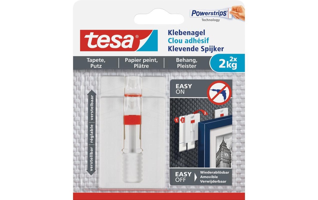 TESA Powerstrips clou tap.&crép.2kg (2 pces)