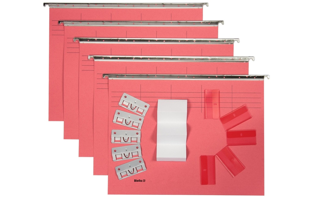 BIELLA Doss.susp.Orig.A4 set à 5p rou (5 pces)