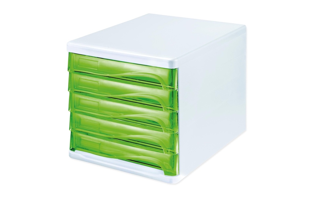 HELIT Box tiroirs 5casier blan/t.ver