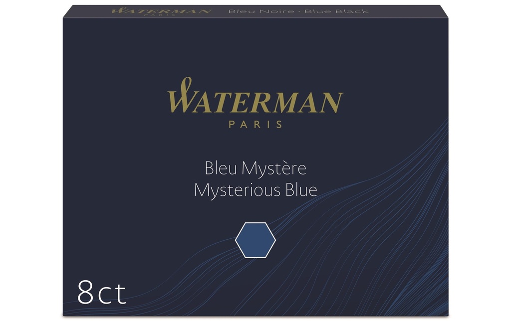 WATERMAN Cart.d'encre stand.23 ble.noir (8 pces)