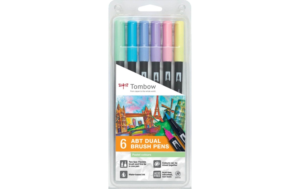 TOMBOW Tombow brush pen couleur past (6 pces)