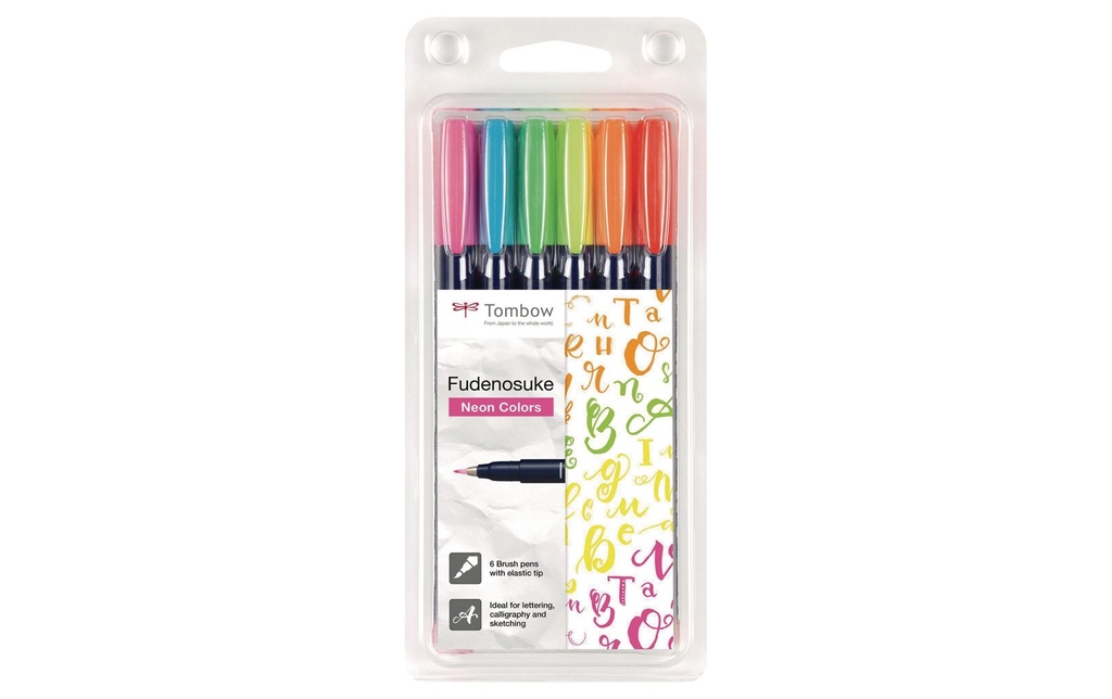 TOMBOW Calligraphie Fudenosuke Neon (6 pces)