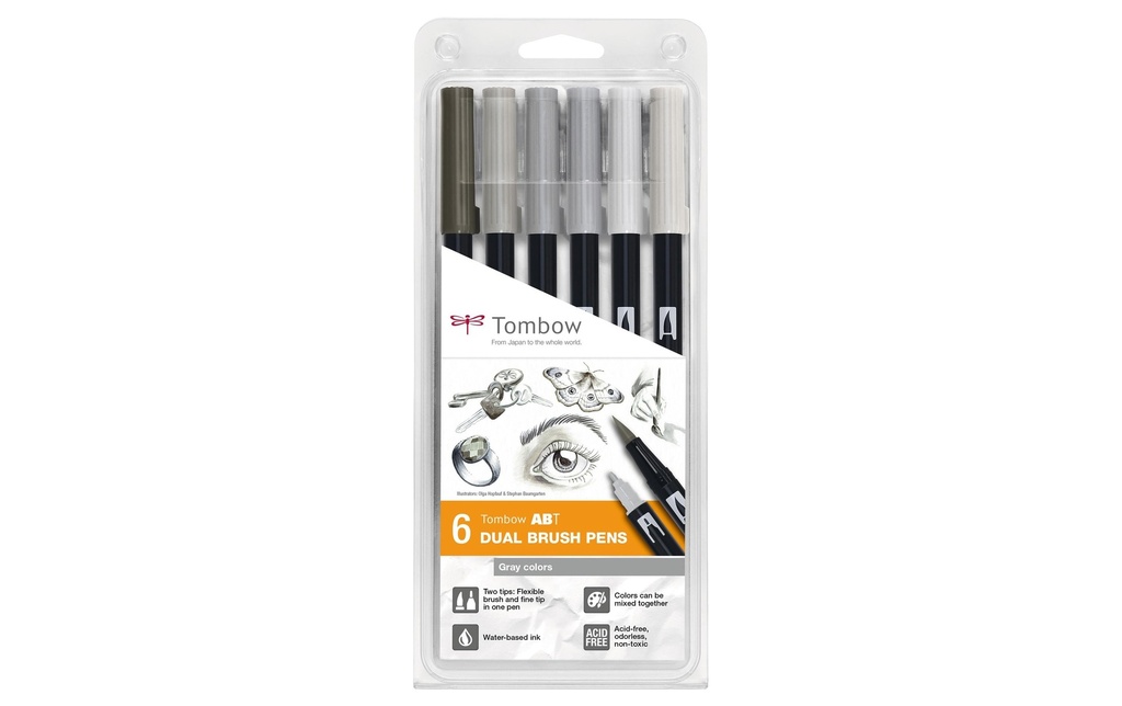 TOMBOW Tombow brush pen nuances gris (6 pces)