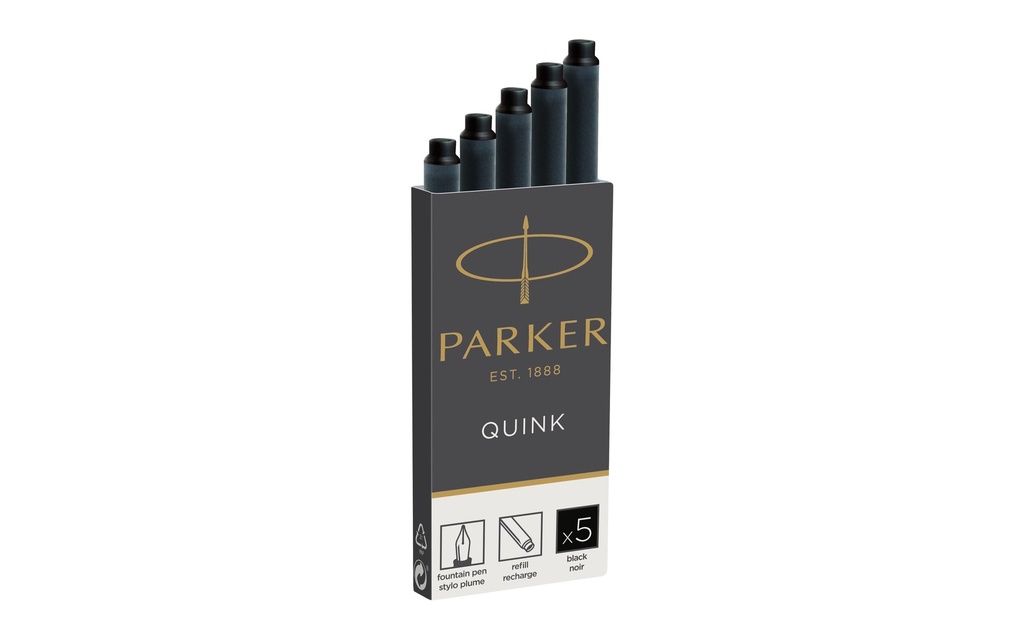 PARKER Cartouche d'encre Quink noir (5 pces)