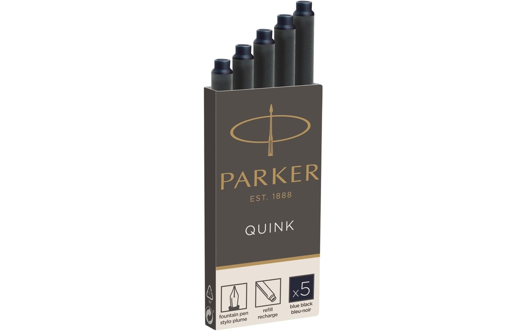 PARKER Cartouche d'encre Quink noi-bl (5 pces)