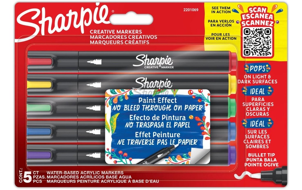 SHARPIE Marq.acryl.Kreativ poin.ron.5p (5 pces)