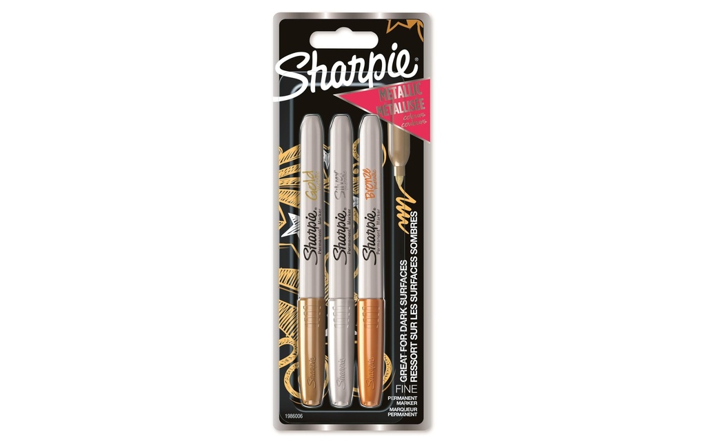 SHARPIE Marqu.perm.Metallic blis.de 3p (3 pces)