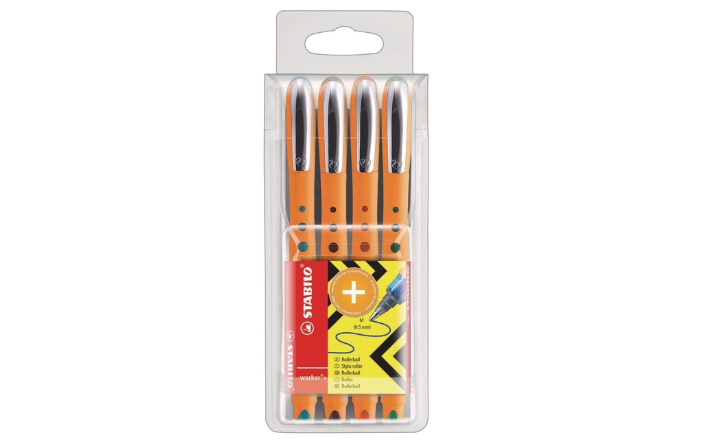 STABILO Rollerball worker+ étui (4 pces)