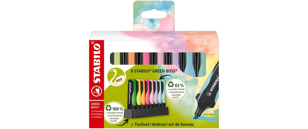 STABILO STABILO Green Boss Set de tabl (8 pces)
