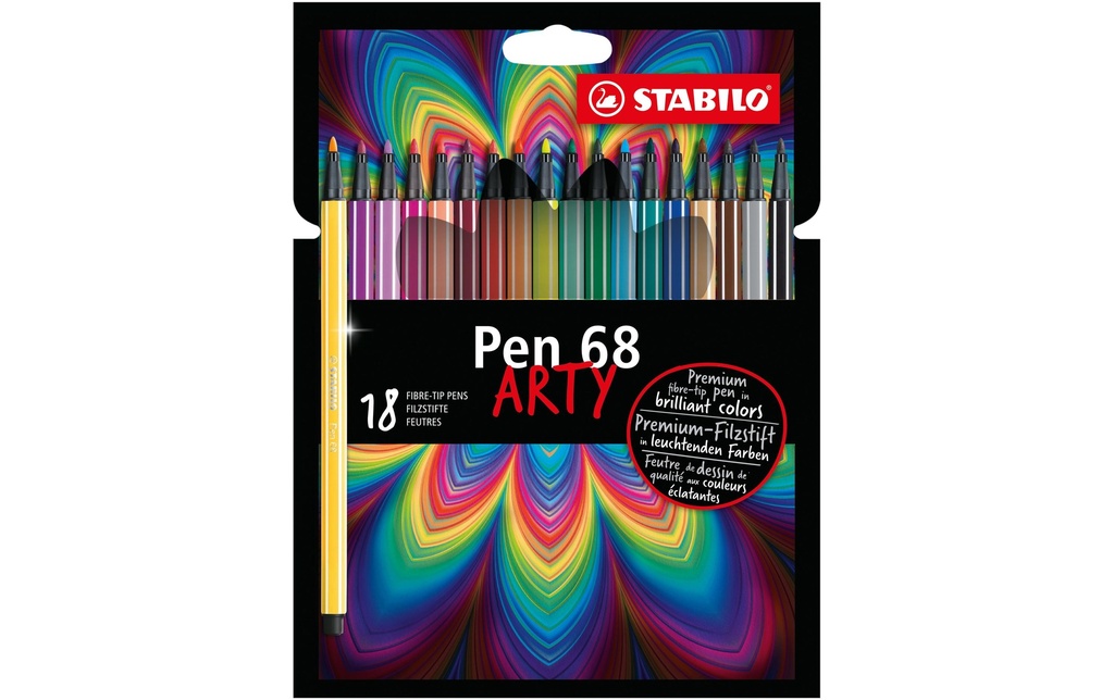 STABILO Pen 68 ARTY étui en carton (18 pces)