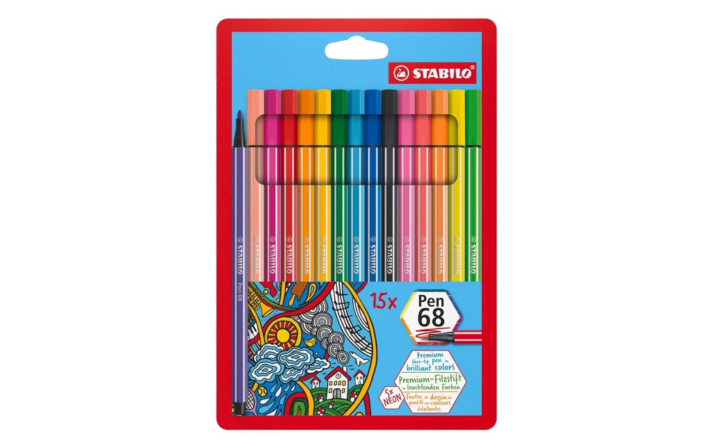 STABILO Pen 68 étui (15 pces)
