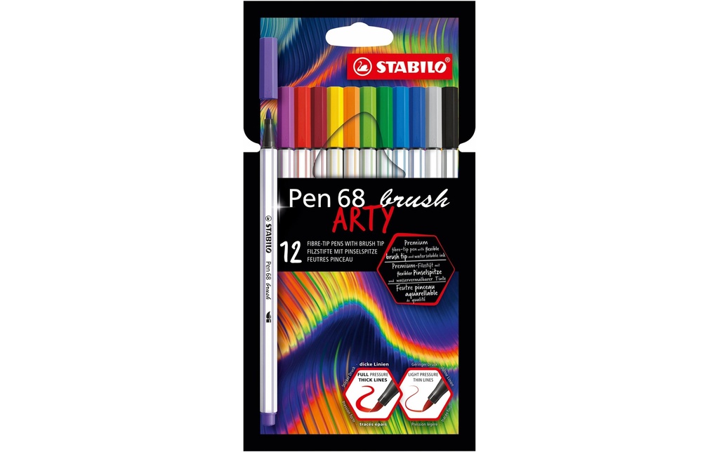 STABILO Pen 68 brush ARTY étui en cart (12 pces)