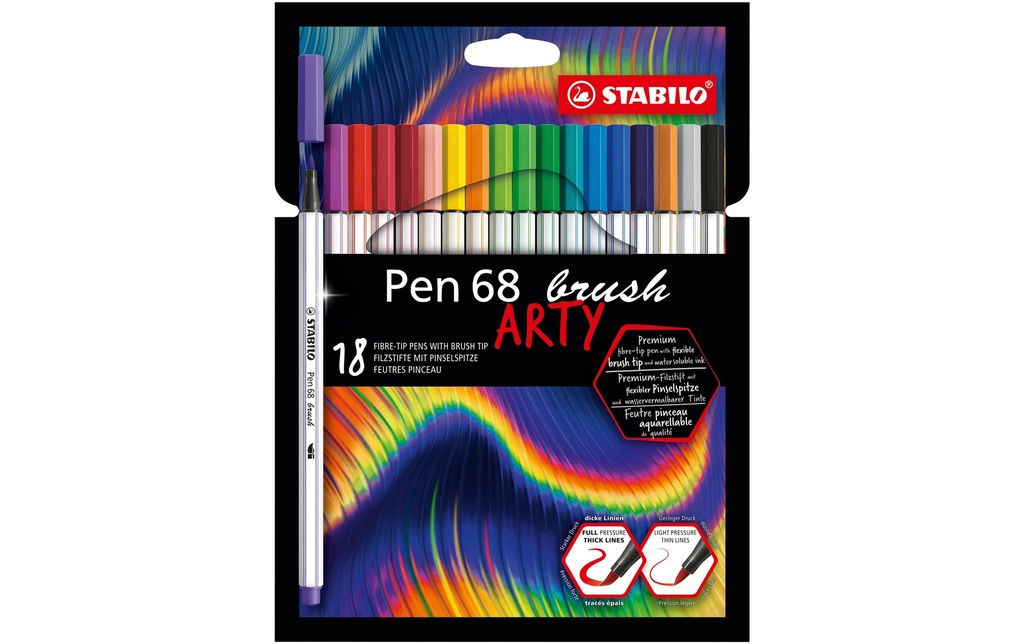 STABILO Pen 68 brush ARTY étui en cart (18 pces)