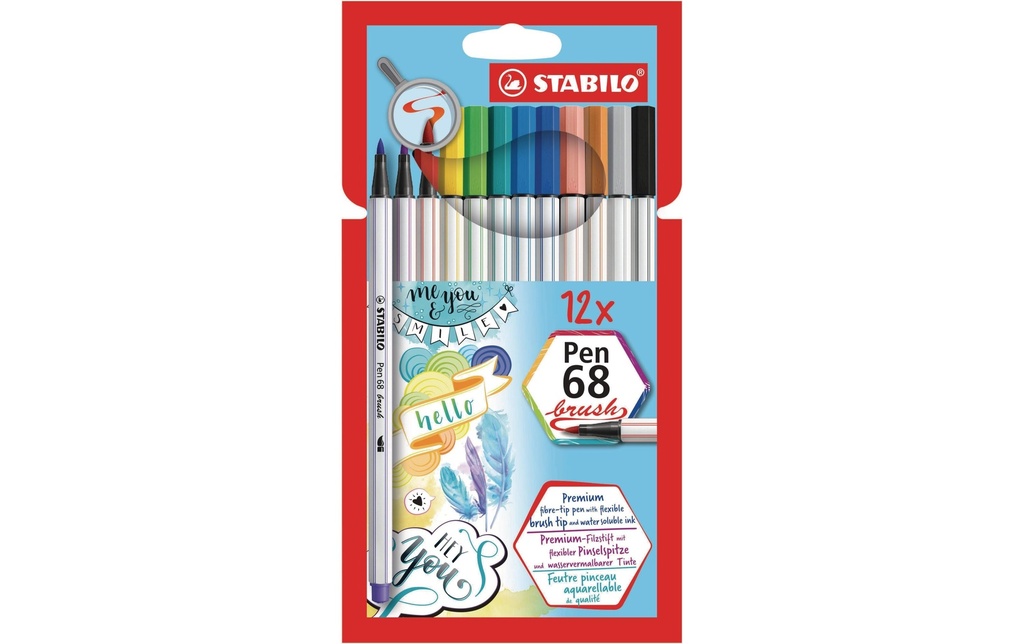 STABILO Pen 68 brush coffret carton (12 pces)
