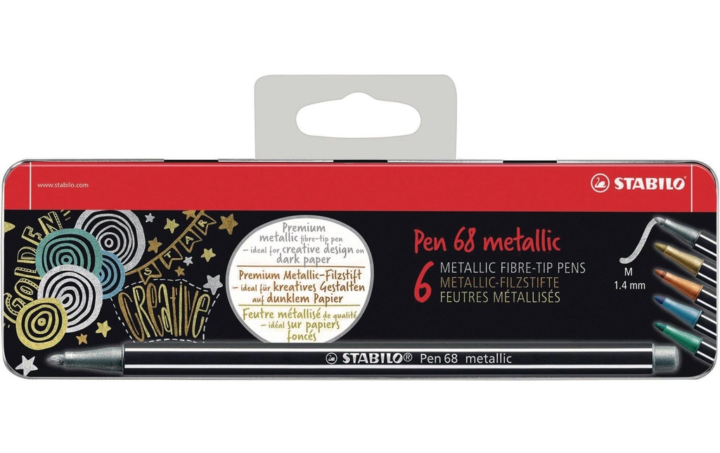 STABILO Pen 68 métallisé boîte métal (6 pces)