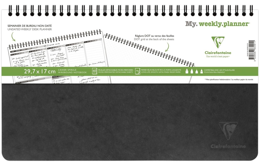 CLAIREFONTAINE AgeBag My Weekly 29.7x17 noir (60 pces)