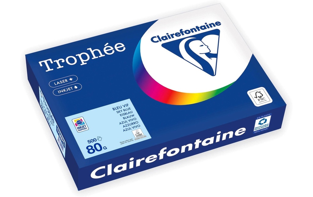 CLAIREFONTAINE Pap.copie A4 80g bleu glacier (500 pces)