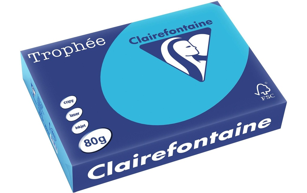 Clairefontaine Papier pour photocopie Trophée A4, 80 g/m², bleu eau, 500 feuilles