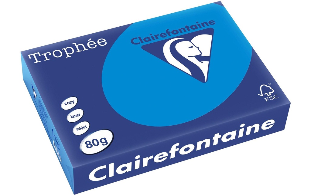 CLAIREFONTAINE Pap.copie A4 80g bleu caraîbe (500 pces)