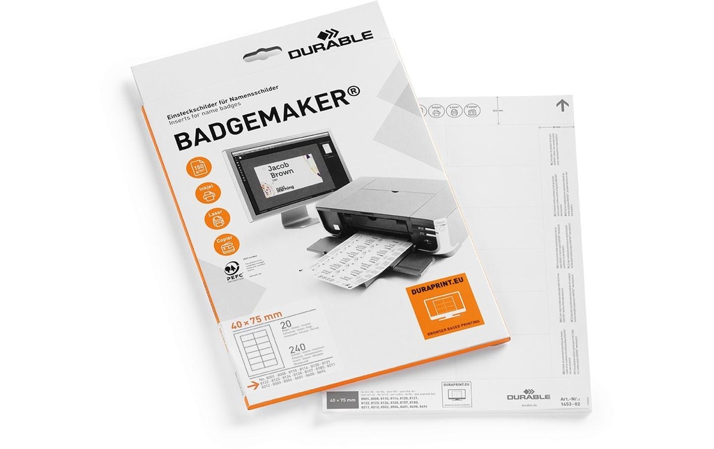 DURABLE Badgemaker 75x40mm (20 pces)