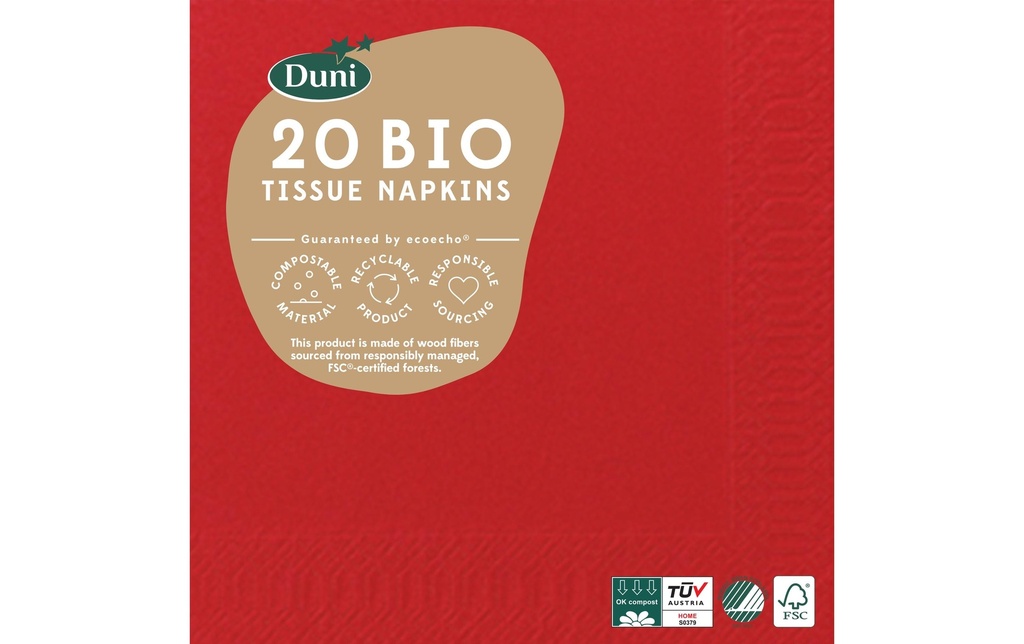 DUNI Serviettes 24x24cm rouge (20 pces)