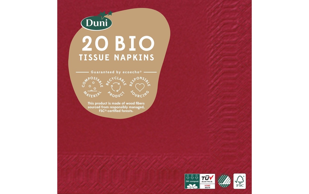 DUNI Serviettes 24x24cm rouge fon (20 pces)