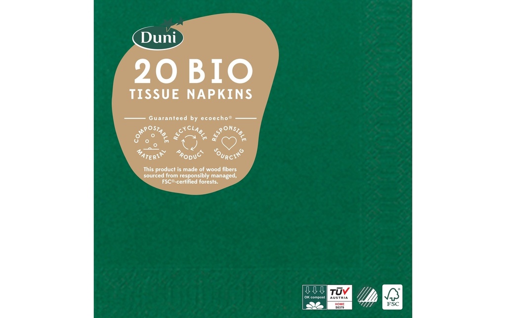 [960040059] DUNI Serviettes 24x24cm vert fon (20 pces)