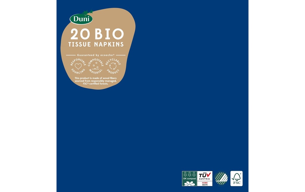 DUNI Serviettes 40x40cm bleu fon (20 pces)