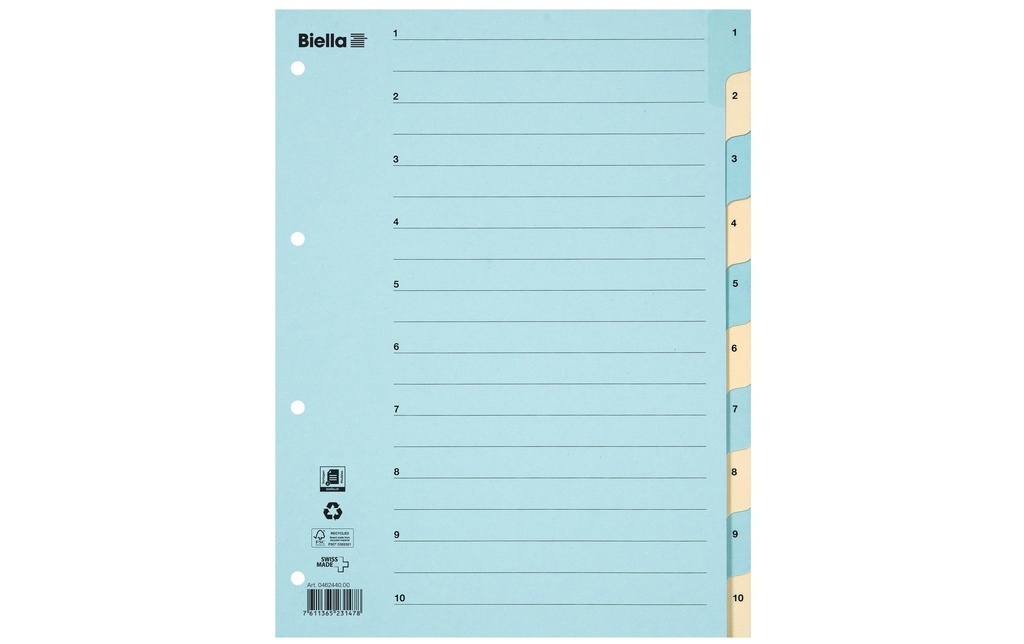 BIELLA Répertoire A4 11 trous 1-10