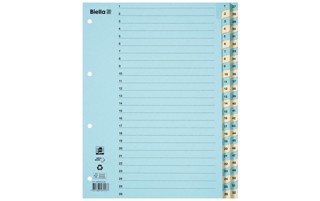 [104624450] BIELLA Répertoire A4 11 trous 1-52