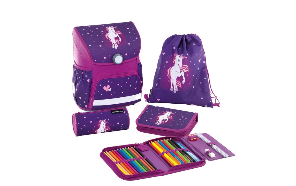 Eberhard Faber Set de cartable EFAlino Licorne 2021 4 pièces, violet/rose