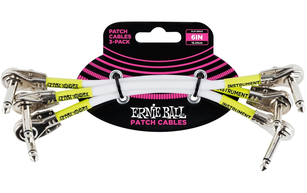 Ernie Ball Câble patch 6052 Paquet de 3 - 0.15 m, Blanc