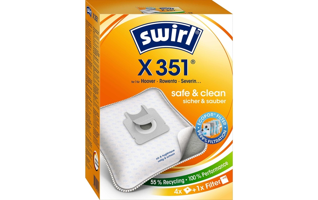 Swirl Sac filtrant pour aspirateur X 351 4 Pièce/s