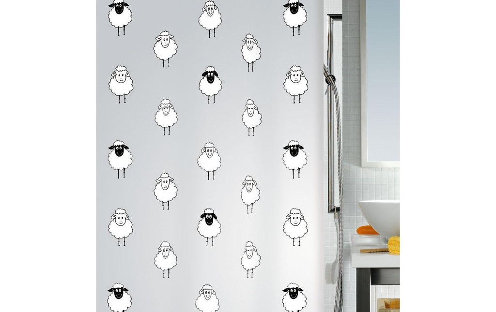 spirella Rideau de douche Lana 180 x 200 cm Noir ; Blanc