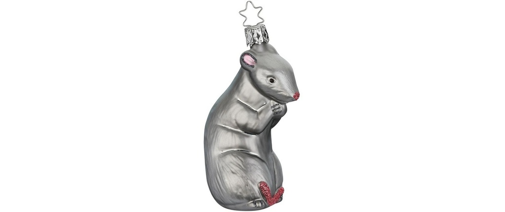 Inge Glas Manufaktur Boule de Noël Rat Gris