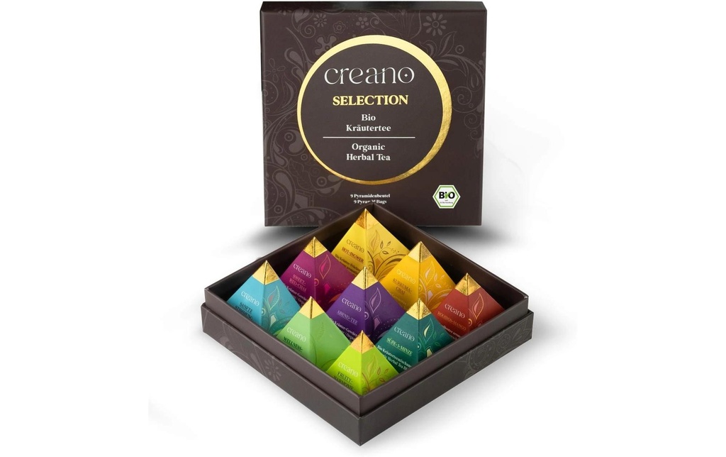 Creano Set cadeau Organic Herbal Tea 9 sachets de thé pyramidal bio