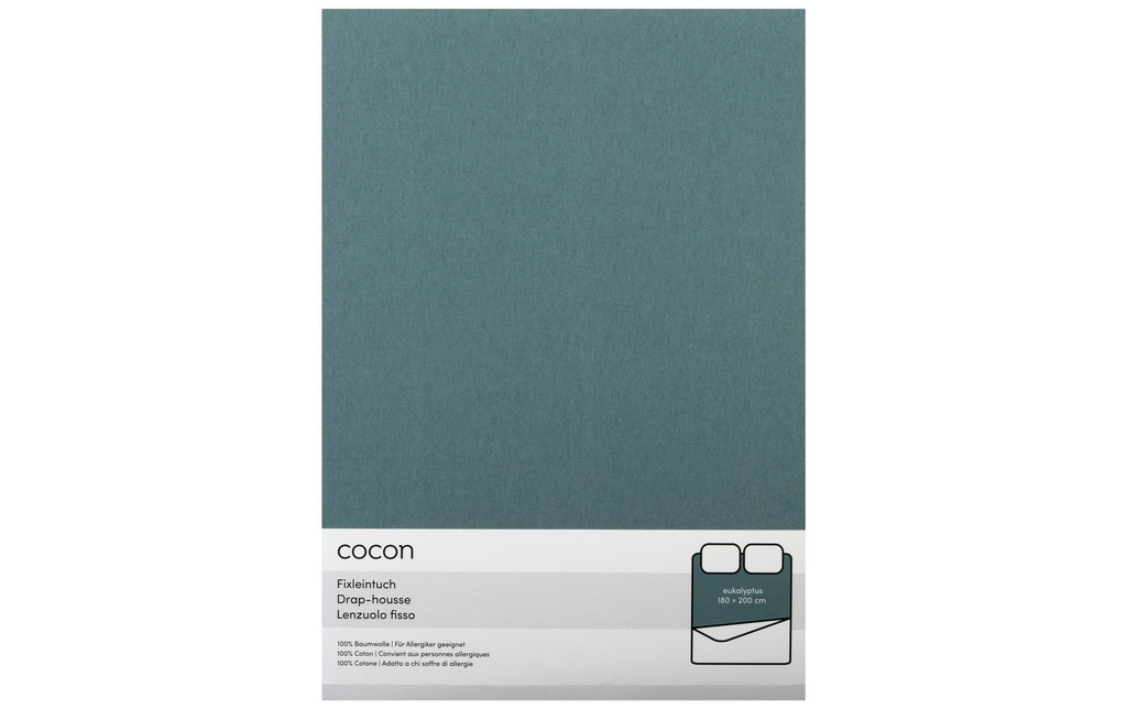 COCON Drap-housse Jersey 180-200 x 200 cm, Eucalyptus