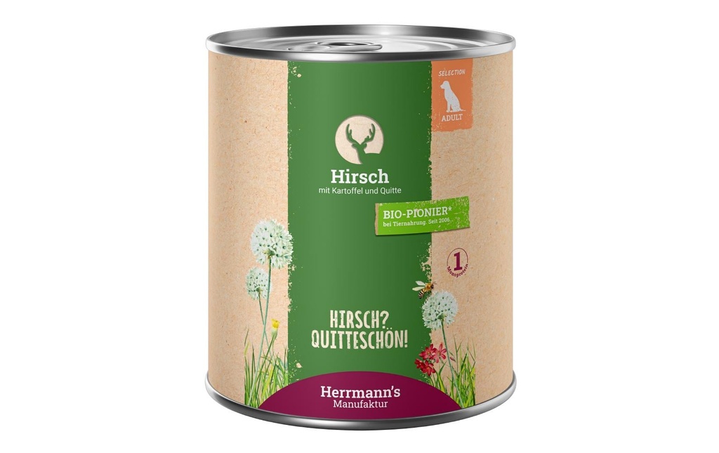 Herrmann's Alimentation humide Cerf avec pomme de terre et coing 800 g