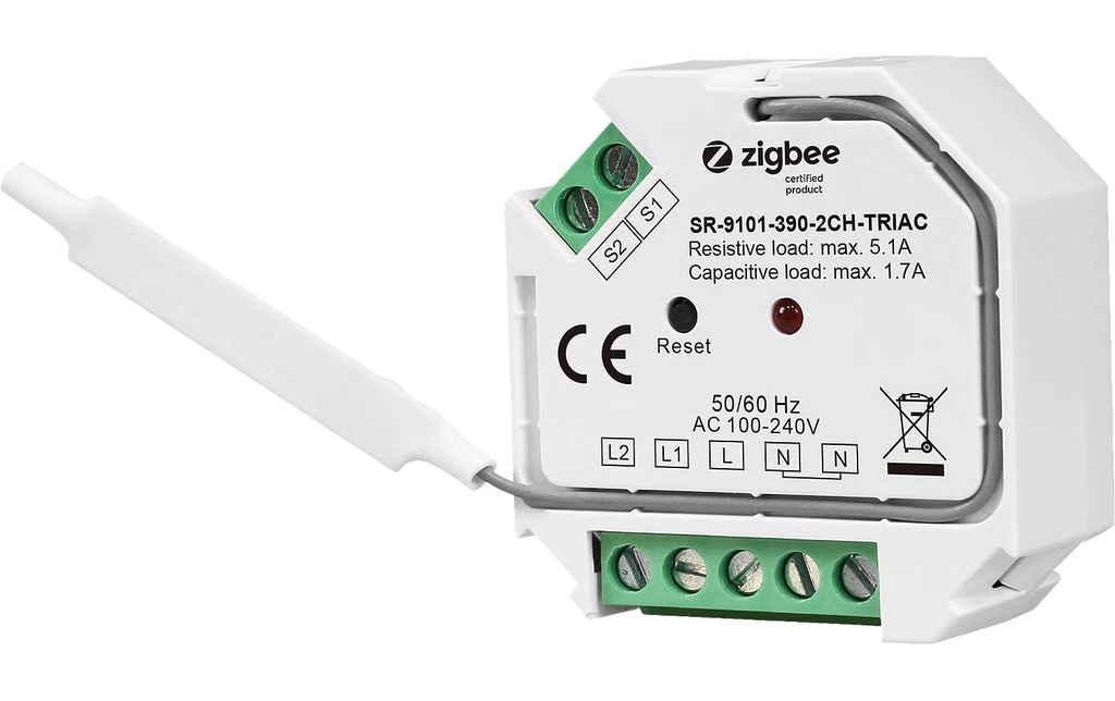 Sunricher Actionneur de commutation radio ZigBee 3.0 2x 1170 W 2 fois