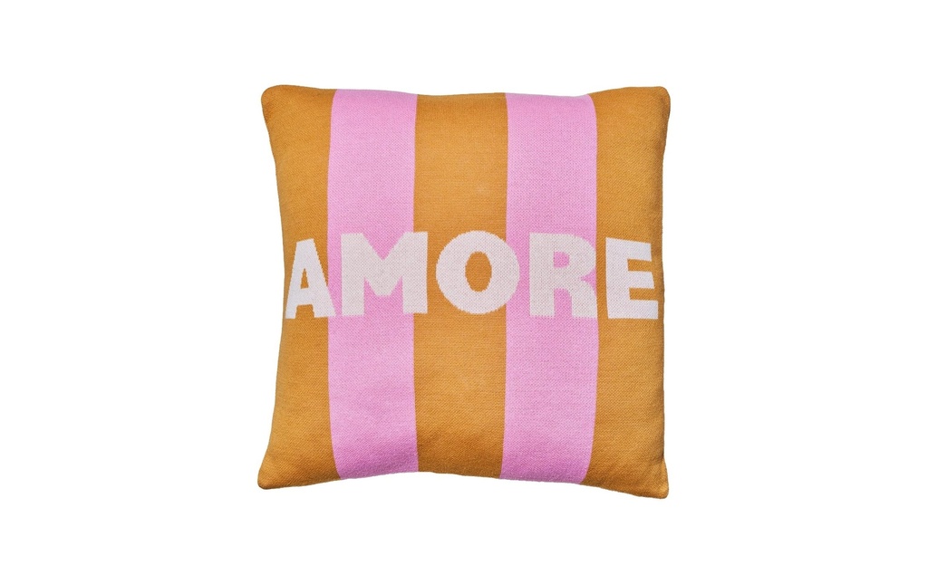 Chic Mic Coussin en coton tricoté Amore 50 x 50 cm, Orange/Rose