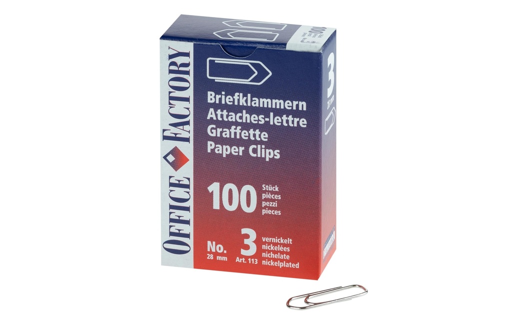 Smart Office Trombone Taille 3, longueur 28 mm, 100 pièces