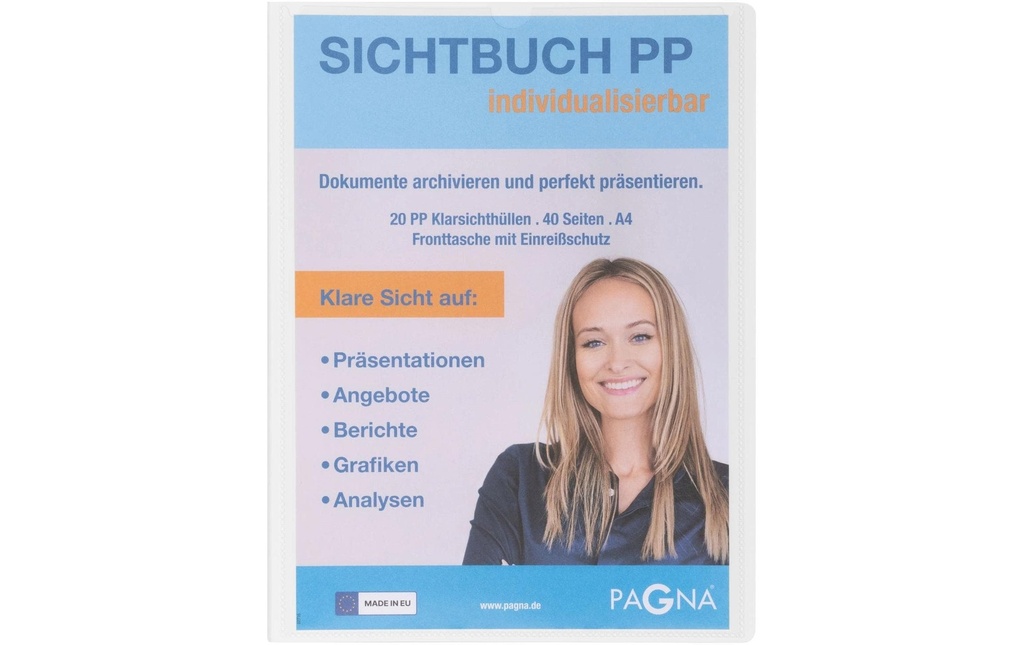 Pagna Livret de présentation avec pochette frontale, Office A4 Blanc