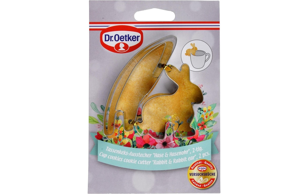 Dr.Oetker Emporte-pièce Biscuit de tasse Lot de 2, lapin et oreille de lapin
