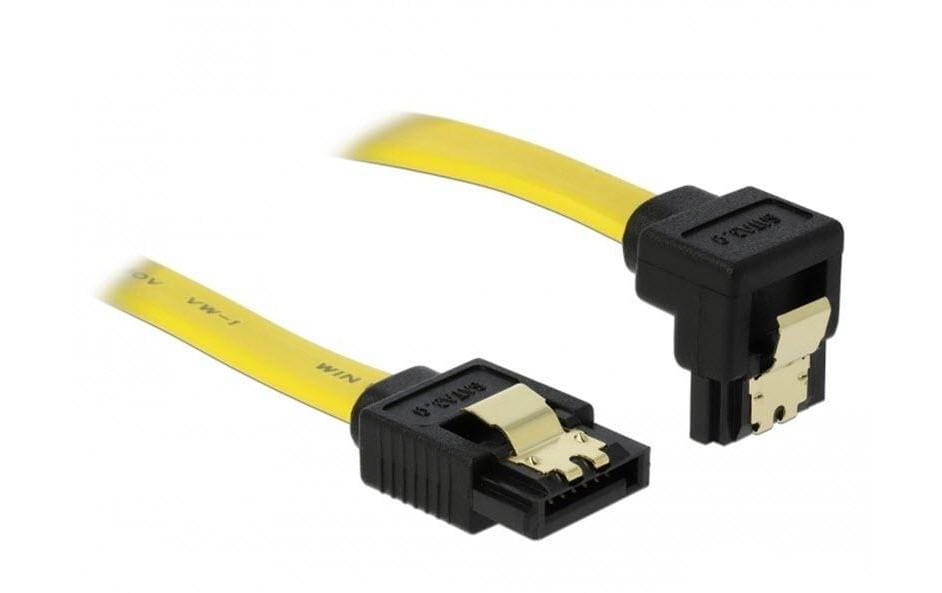 Delock Câble SATA2 jaune, coudé, clip, 30 cm