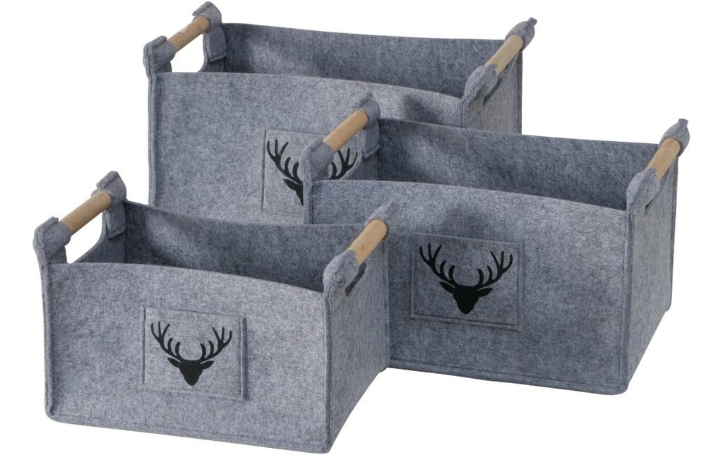 Boltze Panier de rangement Karly Ensemble de 3, Gris