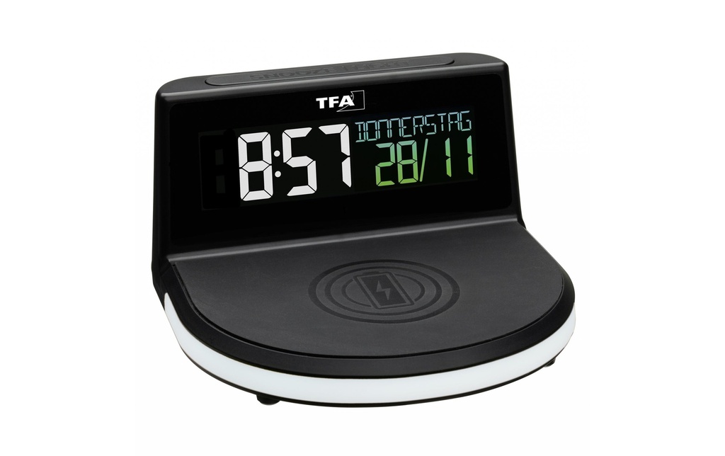 TFA Dostmann Réveil numérique Charge-it-Wireless Noir