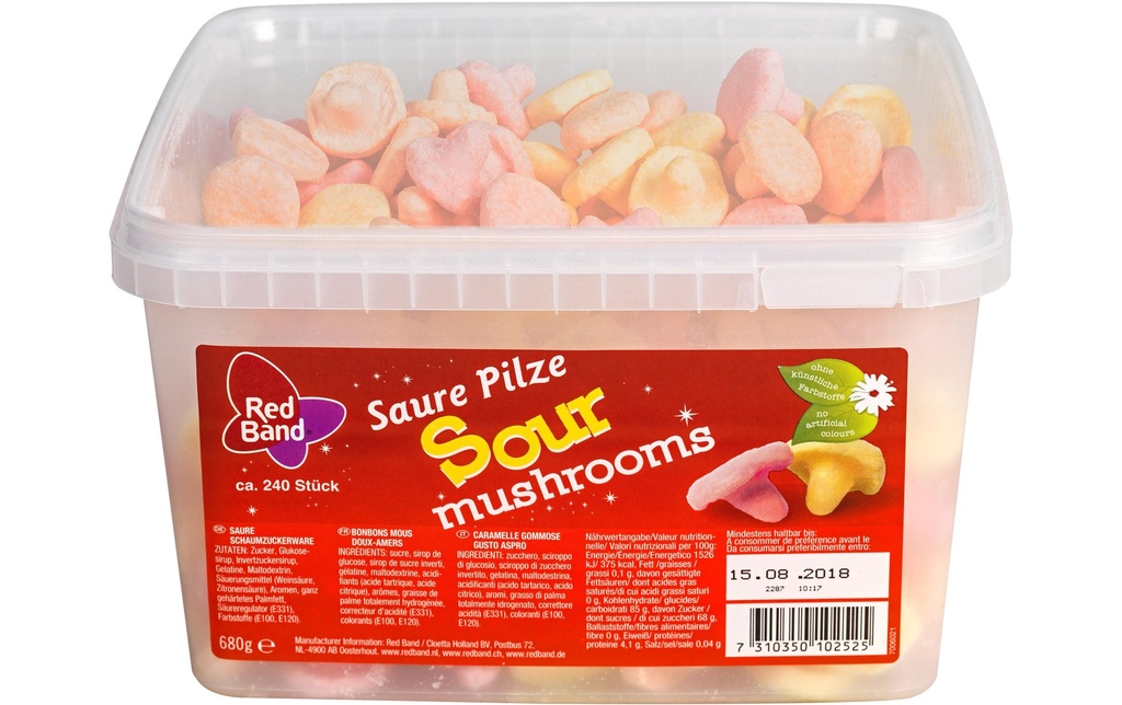 Red Band Bonbons à croquer Champignons acides 680 g